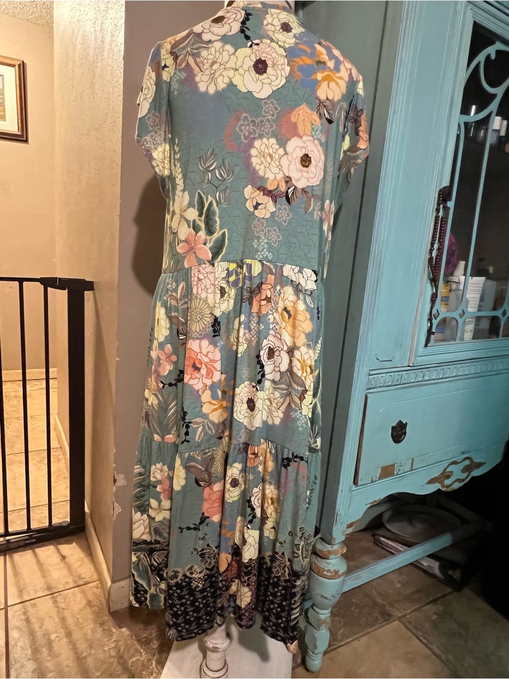 Johnny Was Millay Floral Swing Bamboo Short Sleeve Dress Medium M Boho Tiered - Picture 7 of 11
